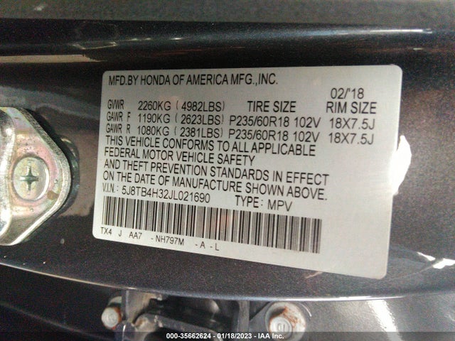 2018 Acura RDX, VIN: 5J8TB4H32JL021690
