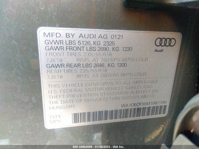 WA1DECF35M1081190 Audi Q3 S Line Premium
