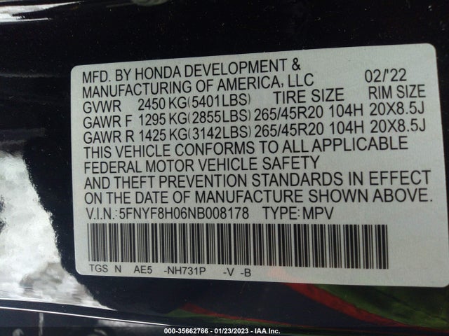 2022 Honda Passport, VIN: 5FNYF8H06NB008178