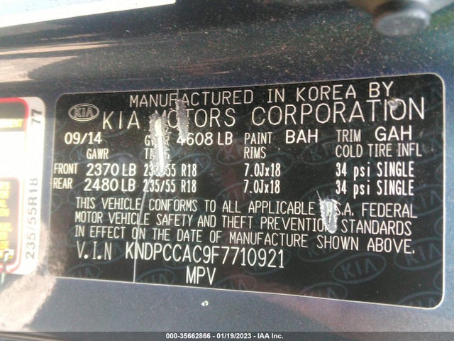 2015 Kia Sportage, VIN: KNDPCCAC9F7710921