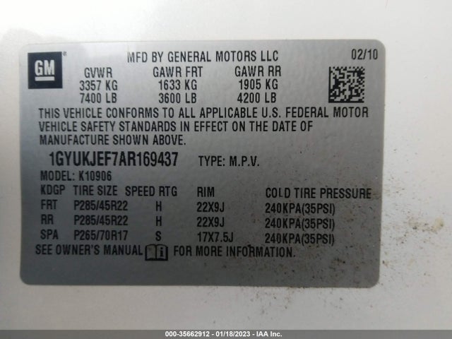 Cadillac Escalade Esv Premium 2010 1GYUKJEF7AR169437 Image 10