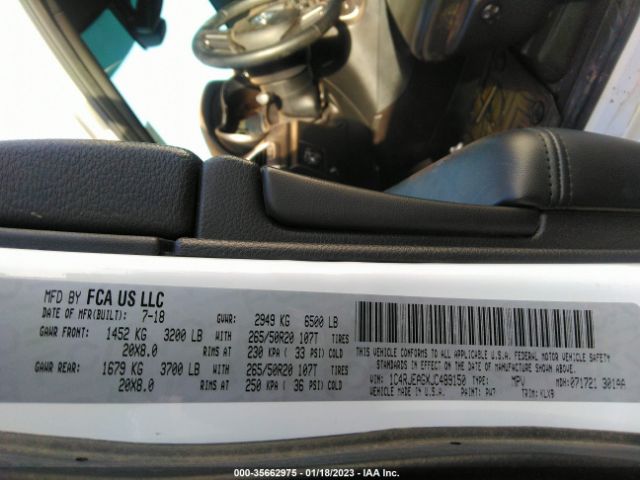 1C4RJEAGXJC489150 Jeep Grand Cherokee Altitude