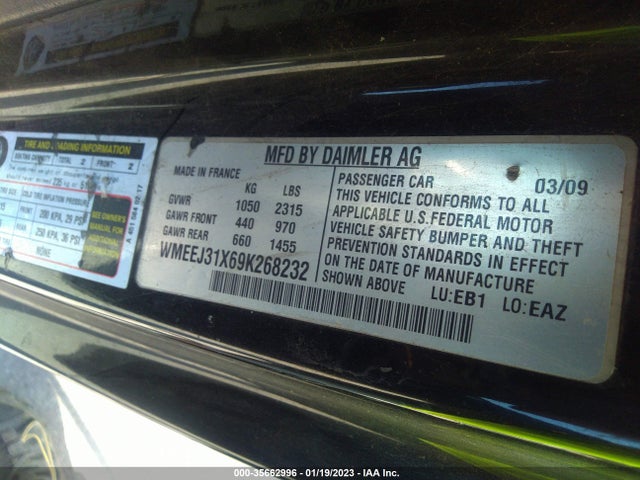 2009 SMART FORTWO PURE/PASSION/BRABUS VIN: WMEEJ31X69K268232