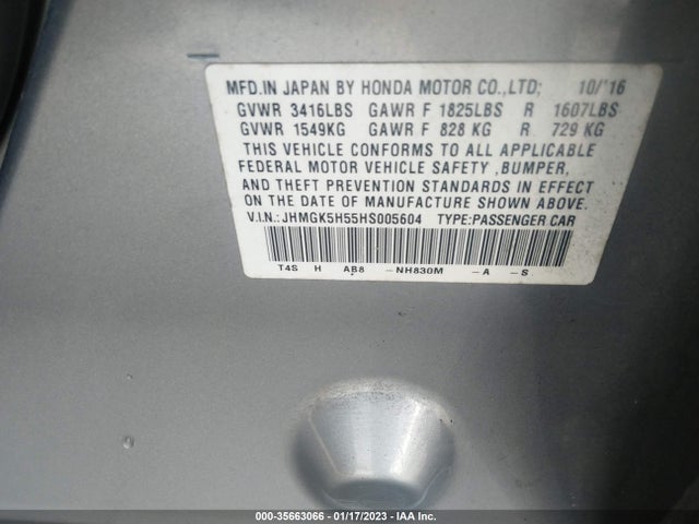 2017 Honda Fit, VIN: JHMGK5H55HS005604
