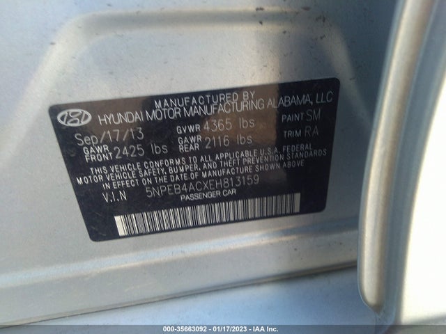 Hyundai SONATA GLS 2014 5NPEB4ACXEH813159 Image 10