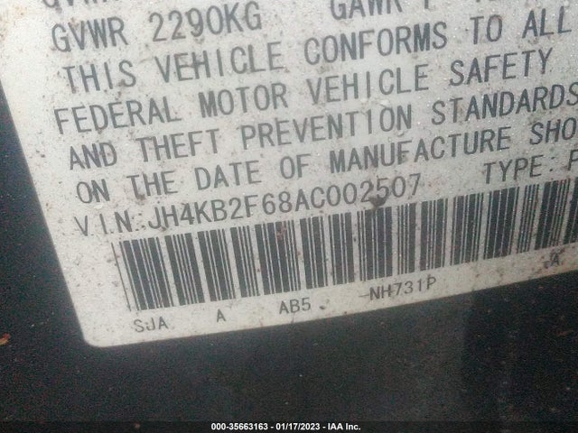 JH4KB2F68AC002507 Acura Rl Tech Pkg/tech/cmbs