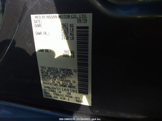 Nissan Altima 2.5 Sv 2020 1N4BL4DV3LC169595 Image 10