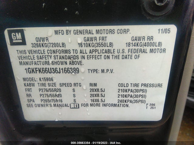 GMC YUKON XL DENALI 2006 1GKFK66U36J166389 Image 10
