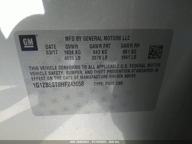 Chevrolet MALIBU LS 2017 1G1ZB5ST8HF243658 Image 10