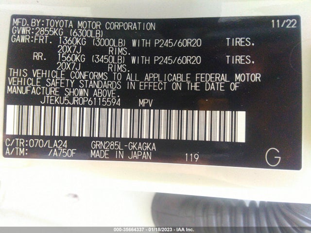 2023 Toyota 4Runner, VIN: JTEKU5JR0P6115594