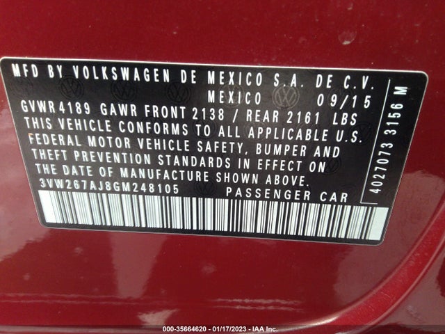3VW267AJ8GM248105 Volkswagen Jetta Sedan 1.4t S