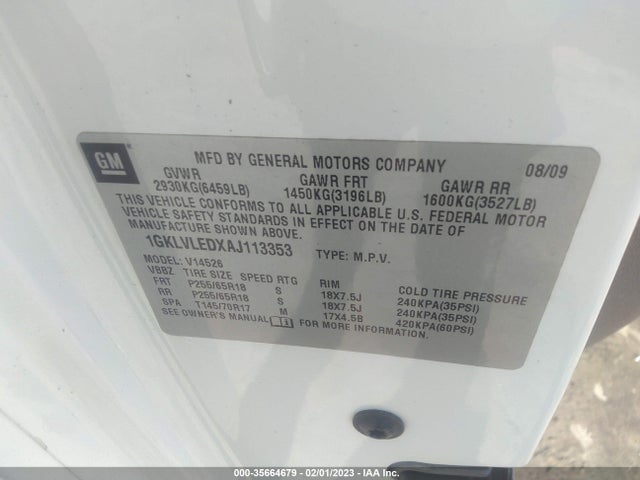 GMC ACADIA SLE 2010 1GKLVLEDXAJ113353 Image 9
