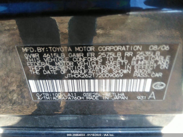 Lexus IS 250 2007 JTHCK262172009069 Image 10
