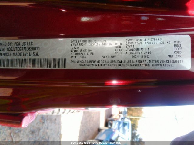 1C6JJTEG7ML620011 Jeep Gladiator Mojave