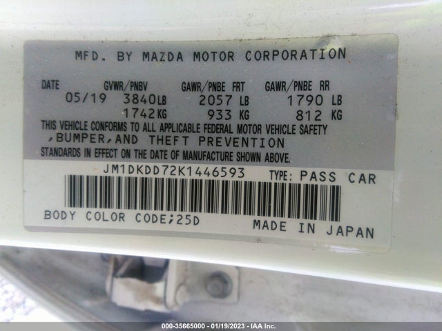 2019 MAZDA CX-3 GRAND TOURING VIN: JM1DKDD72K1446593