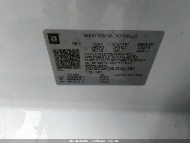 1GKS2GKC8LR151353 GMC Yukon Xl Slt