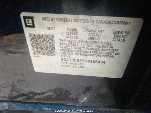 Chevrolet Impala Premier 2019 2G1105S37K9156434 Image 9