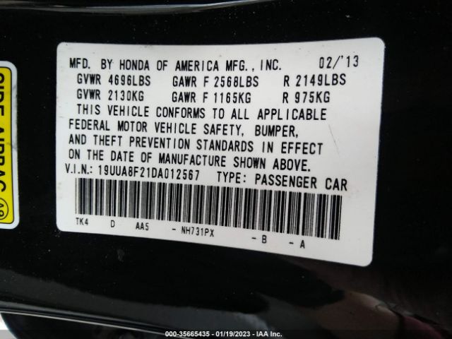 19UUA8F21DA012567 Acura TL