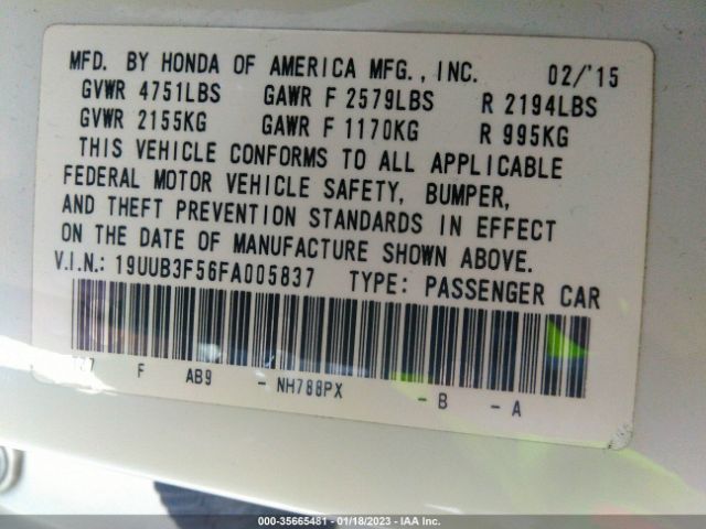19UUB3F56FA005837 Acura Tlx V6 Tech