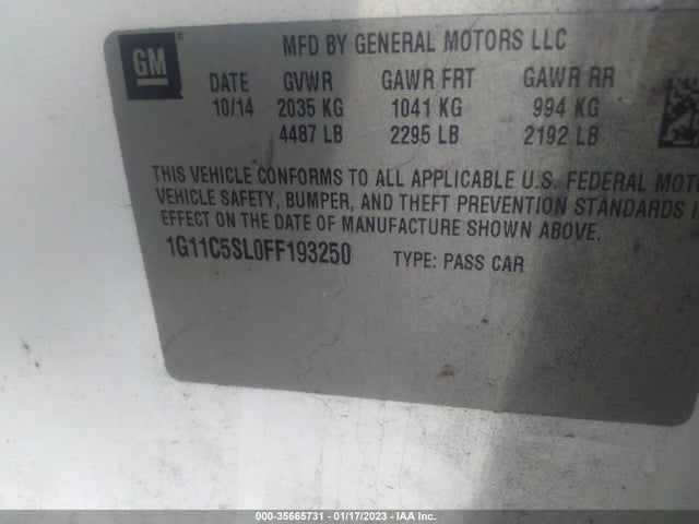 2015 Chevrolet Malibu, VIN: 1G11C5SL0FF193250