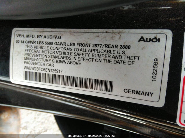 2014 Audi S7, VIN: WAUW2BFC6EN125917