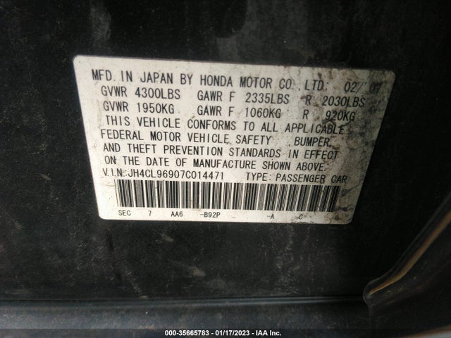 JH4CL96907C014471 Acura Tsx Navi