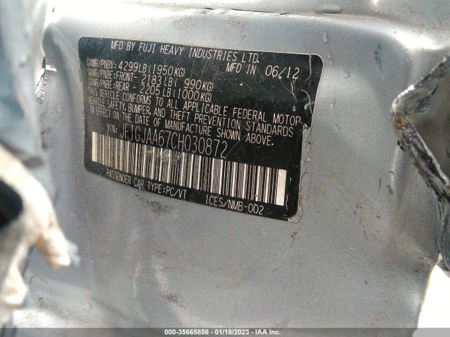 Subaru Impreza Sedan 2.0i 2012 JF1GJAA67CH030872 Image 11
