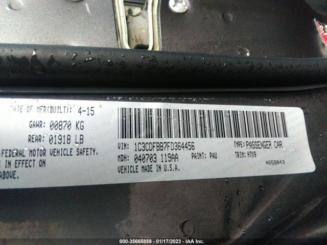Dodge DART SXT 2015 1C3CDFBB7FD364456 Image 9