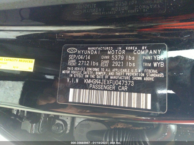 2015 HYUNDAI GENESIS 3.8L VIN: KMHGN4JEXFU047373