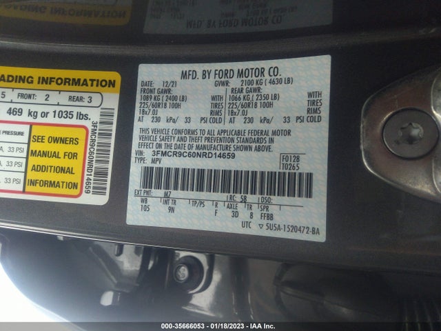 2022 Ford Bronco, VIN: 3FMCR9C60NRD14659