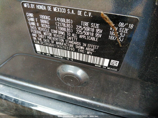2019 Honda HR-V, VIN: 3CZRU6H13KG703290