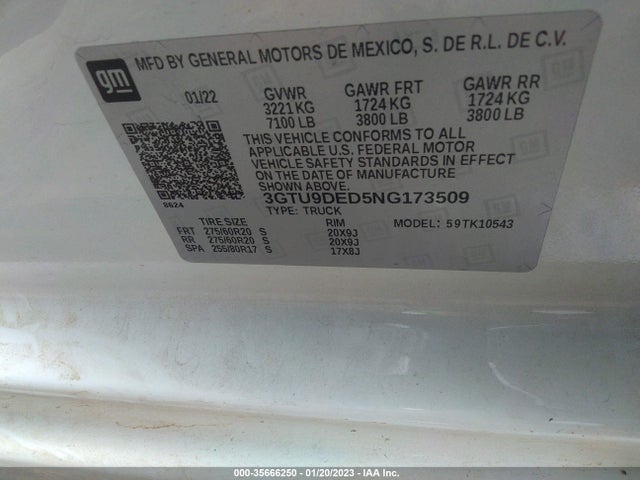GMC SIERRA 1500 LIMITED 2022 3GTU9DED5NG173509 Image 11