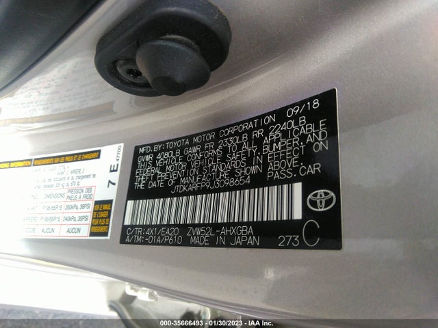 2018 Toyota Prius, VIN: JTDKARFP9J3098654