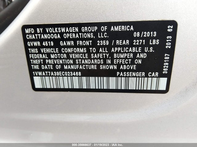 Volkswagen Passat Wolfsburg Ed 2014 1VWAT7A39EC023468 Image 9