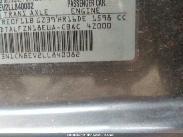 Nissan VERSA SV 2020 3N1CN8EV2LL840082 Image 10