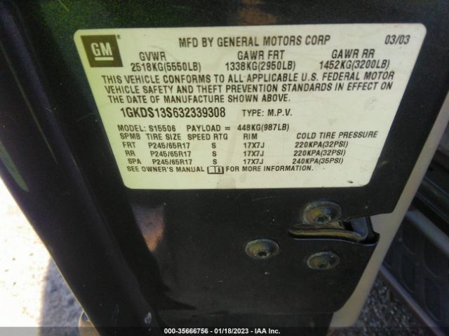 1GKDS13S632339308 GMC Envoy Slt