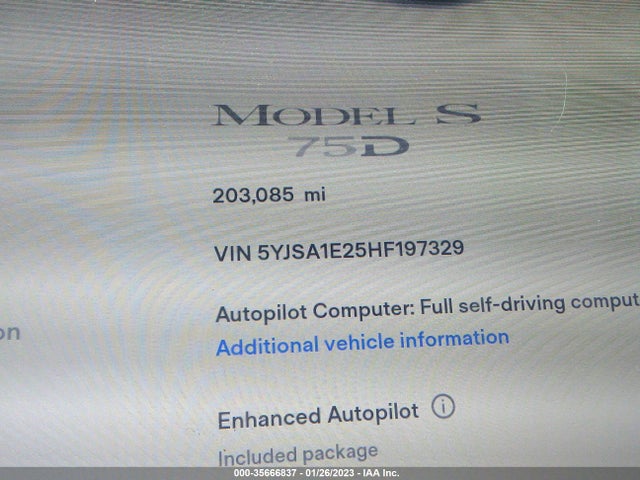 2017 Tesla Model S, VIN: 5YJSA1E25HF197329