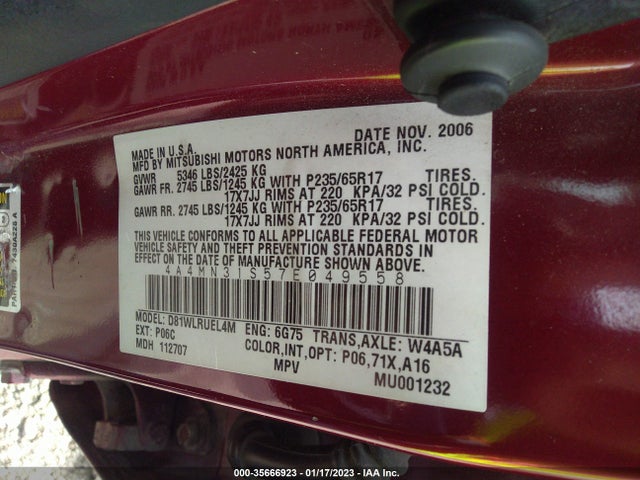4A4MN31S57E049558 Mitsubishi Endeavor Se