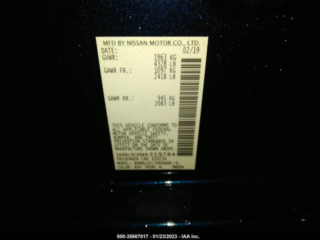 Nissan Altima 2019 1N4BL4CV6KN319784 Image 10