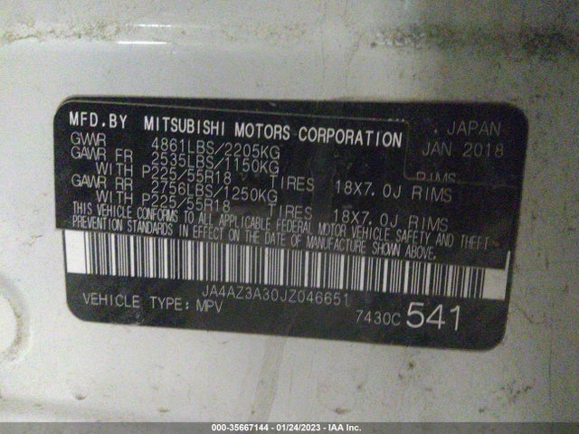 JA4AZ3A30JZ046651 Mitsubishi Outlander Es/se/sel/le