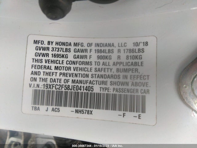 Honda Civic Sedan Lx 2018 19XFC2F58JE041405 Image 9