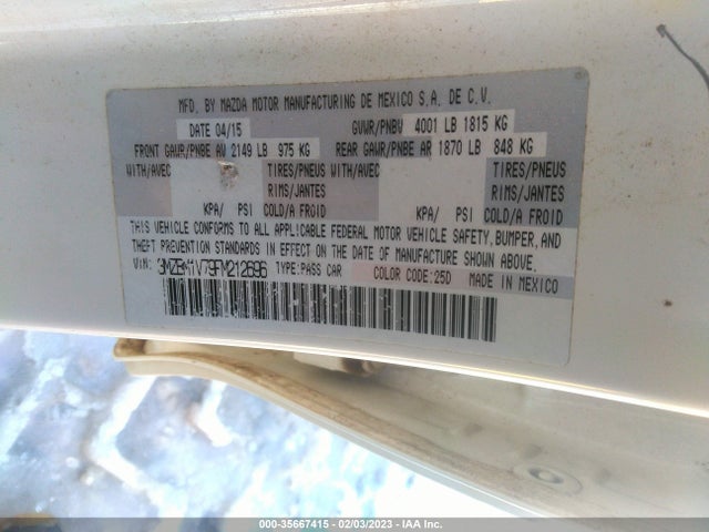 2015 Mazda 3, VIN: 3MZBM1V79FM212696