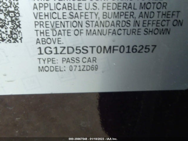 Chevrolet MALIBU LT 2021 1G1ZD5ST0MF016257 Image 9
