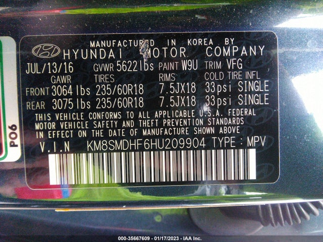Hyundai Santa Fe Se 2017 KM8SMDHF6HU209904 Image 10
