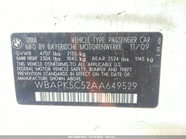BMW 3 Series 328i Xdrive 2010 WBAPK5C52AA649529 Image 9