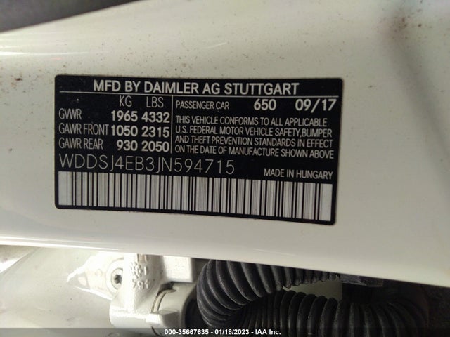 2018 MERCEDES-BENZ CLA CLA 250 VIN: WDDSJ4EB3JN594715