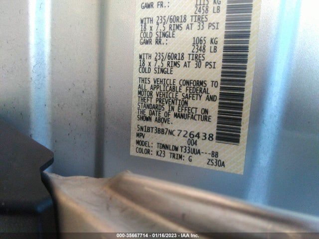 2022 Nissan Rogue, VIN: 5N1BT3BB7NC726438