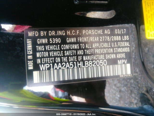 2017 Porsche Macan, VIN: WP1AA2A51HLB82050