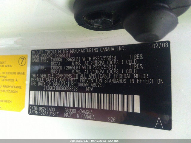 2T2GK31U09C058328 Lexus RX 350