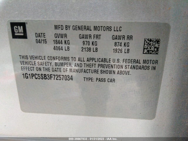 Chevrolet CRUZE LT 2015 1G1PC5SB3F7257034 Image 10